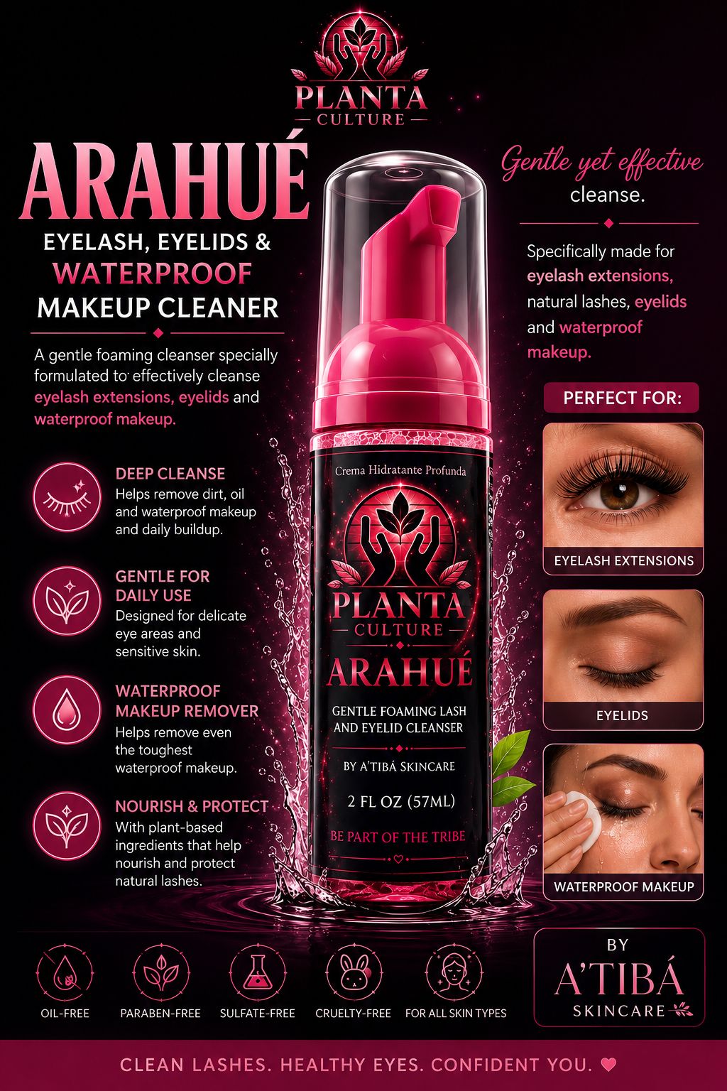 Arahué - Gentle Foaming Lash & Eyelid Cleanser